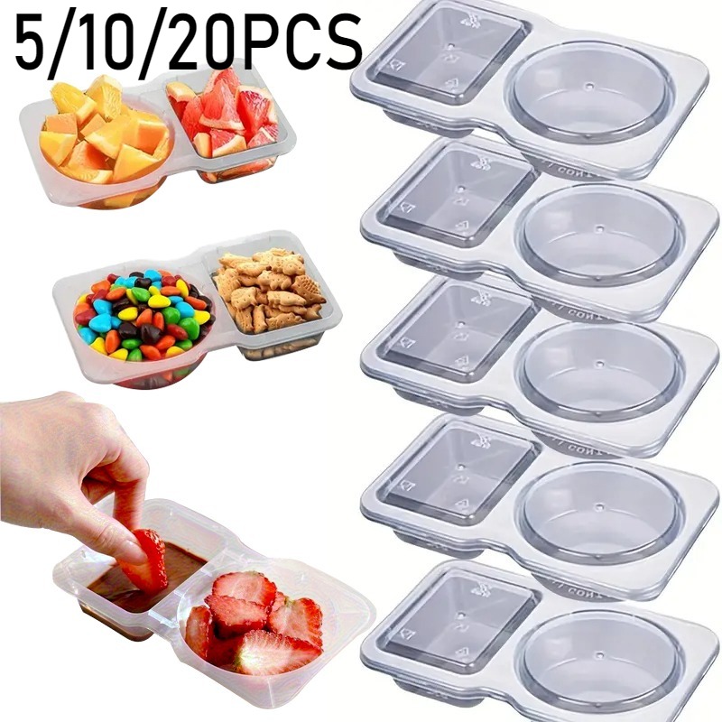 Snack Container Travel - 5/10/20 pçs compartimento duplo tempero recipiente