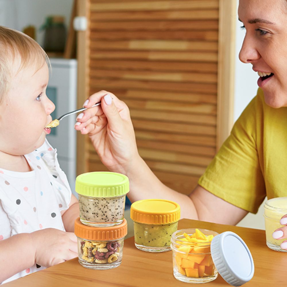 Baby Food Glass Jars - Conjunto de 6 Frascos de Vidro